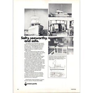 1971 Bristol Yachts Offshore 42 Motor Yacht Vintage Print Ad Nautical Wall Art